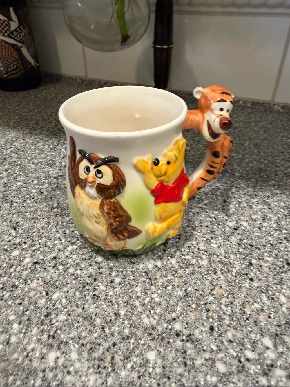 Winnie the Pooh Tigger Handle Ceramic Mug - Yellow Red Brown 3D